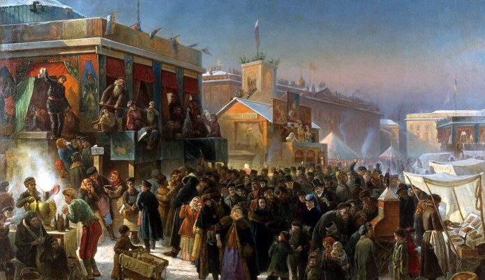 Константин Маковский - Народное гулянье во время масленицы на Адмиралтейской площади в Петербурге