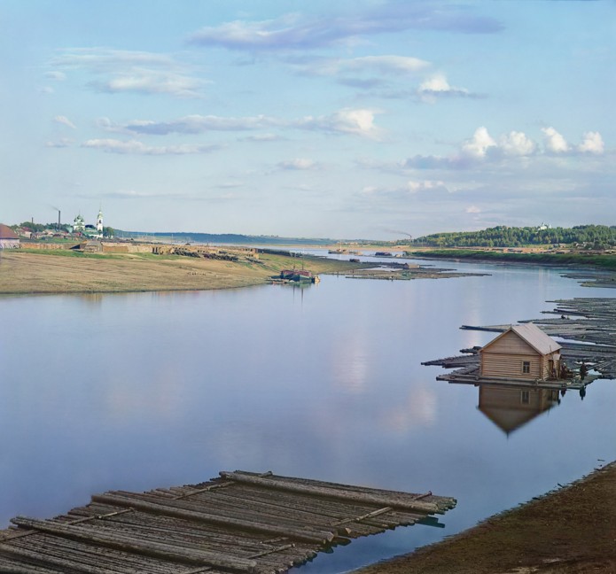 Сергей Прокудин-Горский - Впадение р. Костромы в Волгу